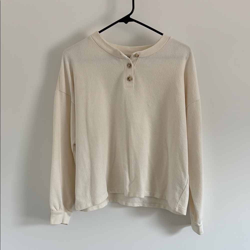 Madewell Off-White Textured Henley Top